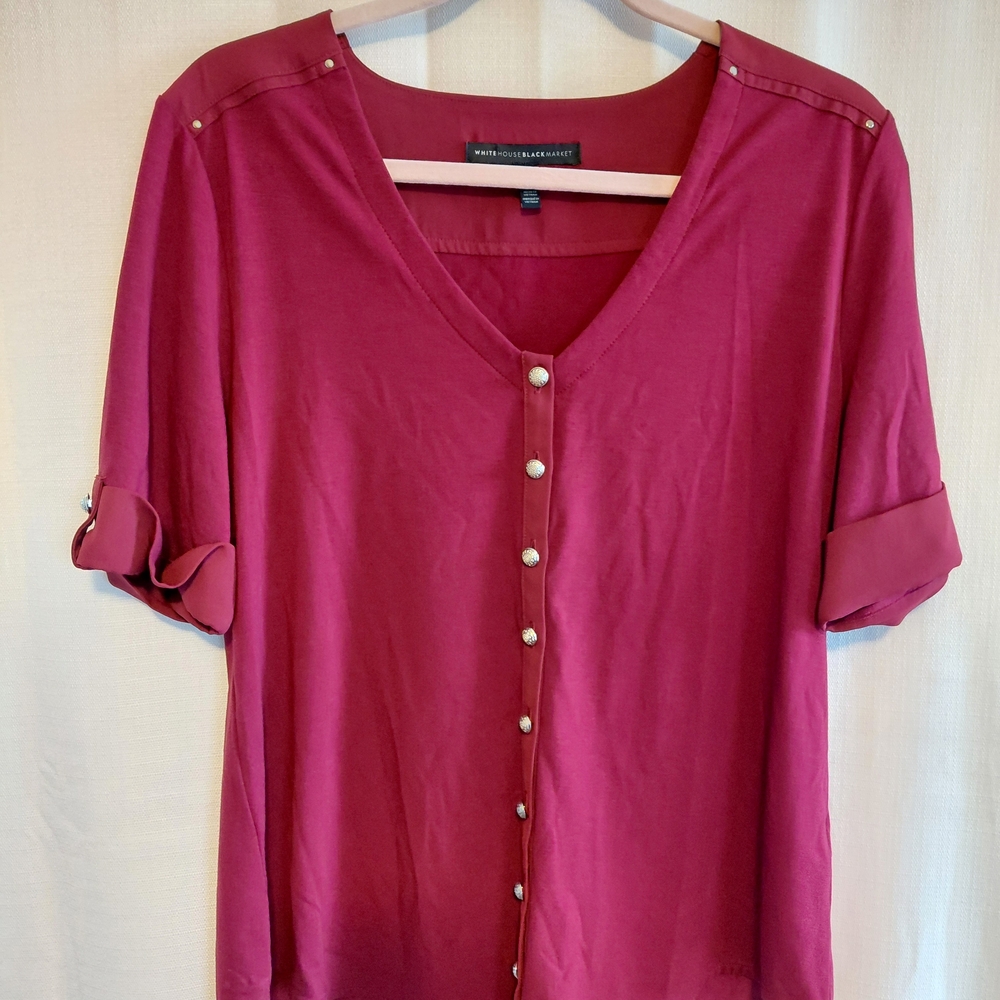Women's Burgundy Button-Up Top